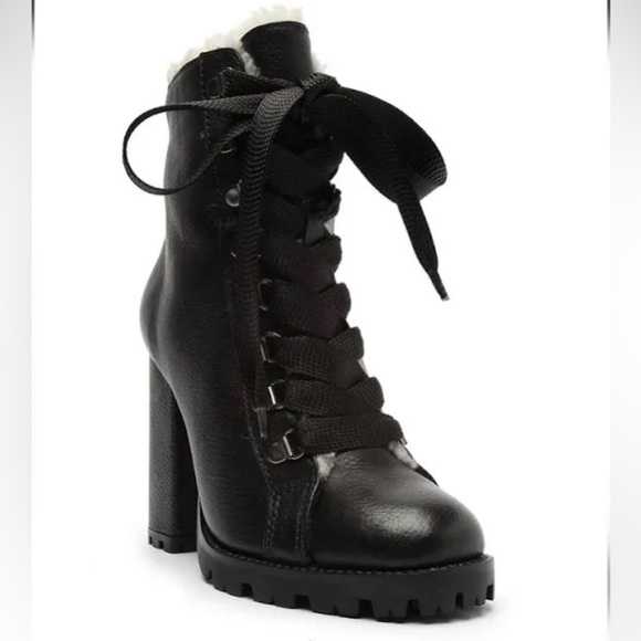 SCHUTZ | Zara Winter Ankle Heeled Boots Fur Lined Size 8.5 - Picture 11 of 15